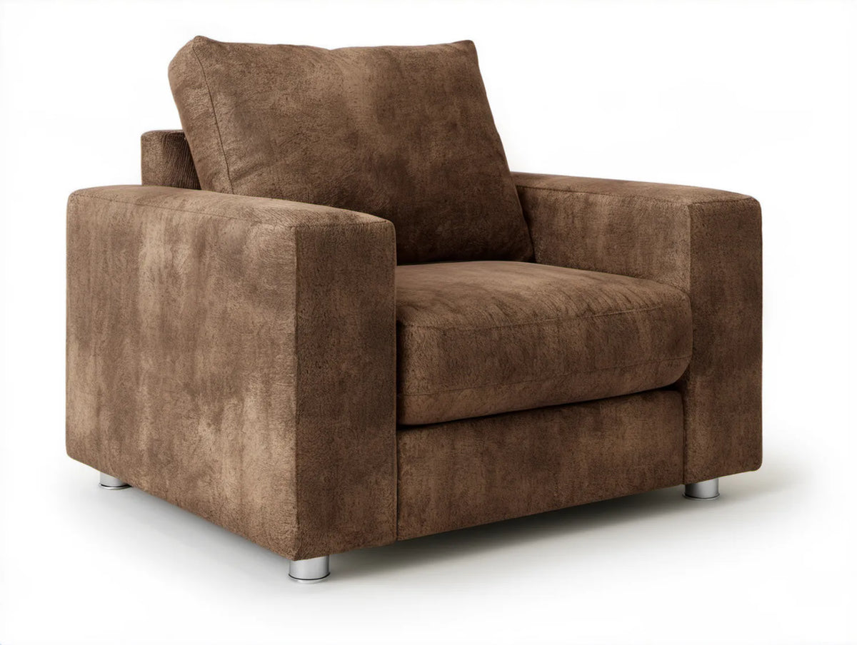 Brązowy fotel wypoczynkowy z mikrofibry poliestrowej 100 x 90 x 85 cm