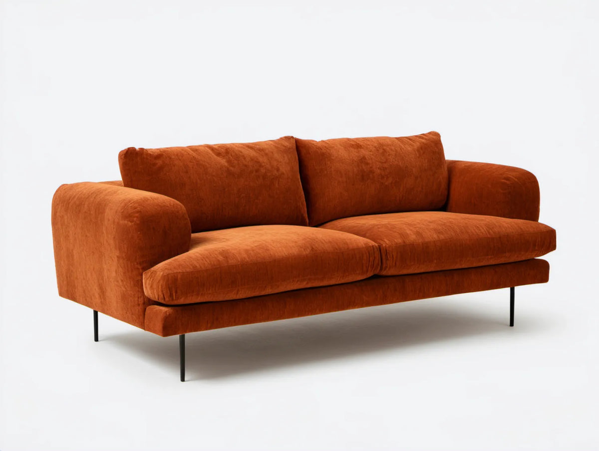 Dwuosobowa sofa z weluru poliestrowego rdzawobrązowa 180 x 88 x 82 cm