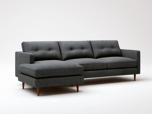 Grafitowa sofa narożna z lewostronnym szezlongiem, 250 x 160 x 85 cm