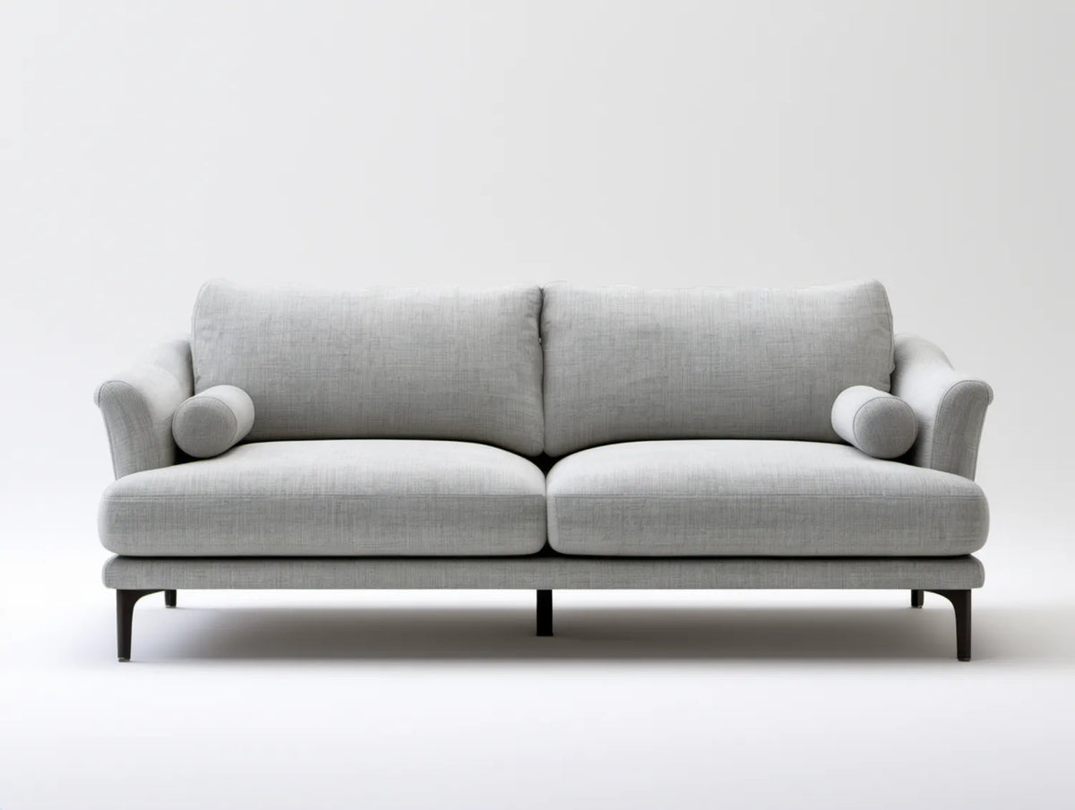 Sofa 2-osobowa jasnoszaro-czarna z tkaniny poliestrowej 220 × 95 × 88 cm