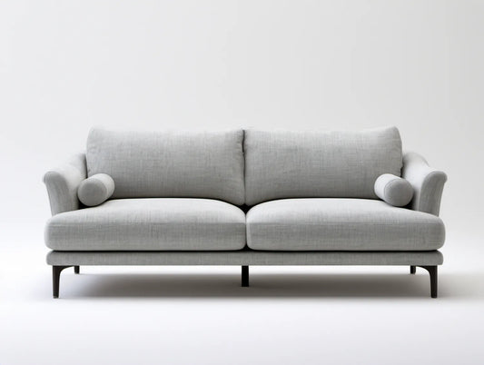 Sofa 2-osobowa jasnoszaro-czarna z tkaniny poliestrowej 220 × 95 × 88 cm