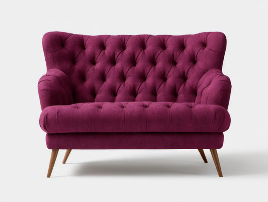 Dwuosobowa sofa Chesterfield z weluru bordowa 160 x 90 x 98 cm