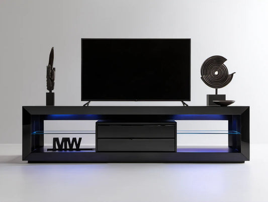 Czarna szafka RTV z oświetleniem LED 180 x 40 x 50 cm
